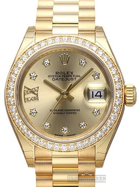 Rolex Lady-Datejust 28, Champagne, Diamonds RS, President
