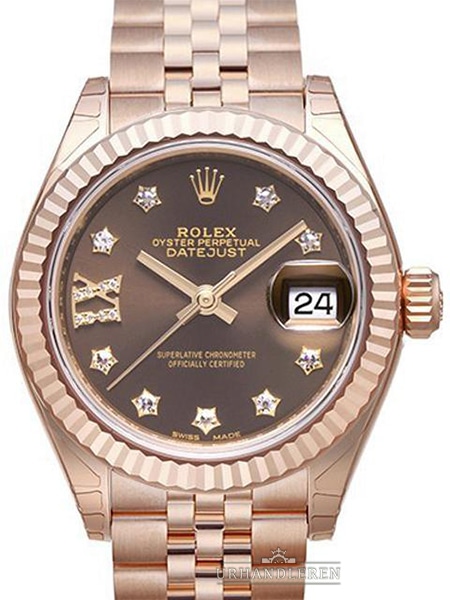 Rolex Lady-Datejust 28, Choko, Diamond RS, Jubilee