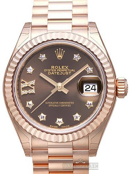Rolex Lady-Datejust 28, Choko, Diamond RS, President