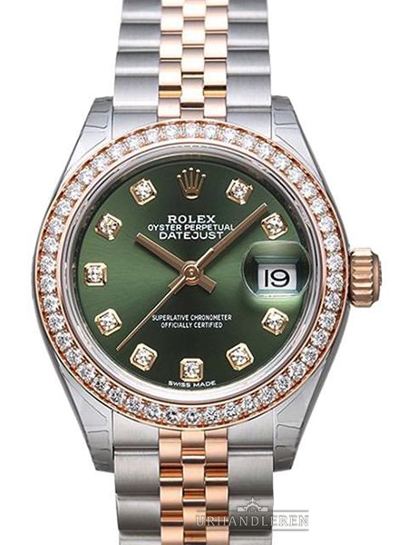 Rolex Lady-Datejust 28, Olive Green, Diamond, Jubilee