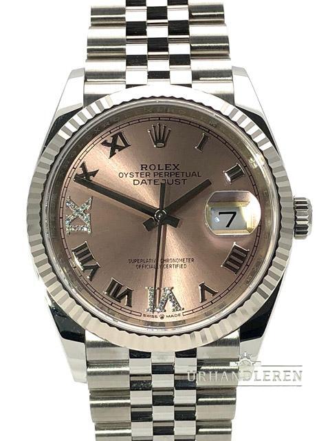 Rolex Datejust 36, Pink, Romersk, DIA, Jubilee