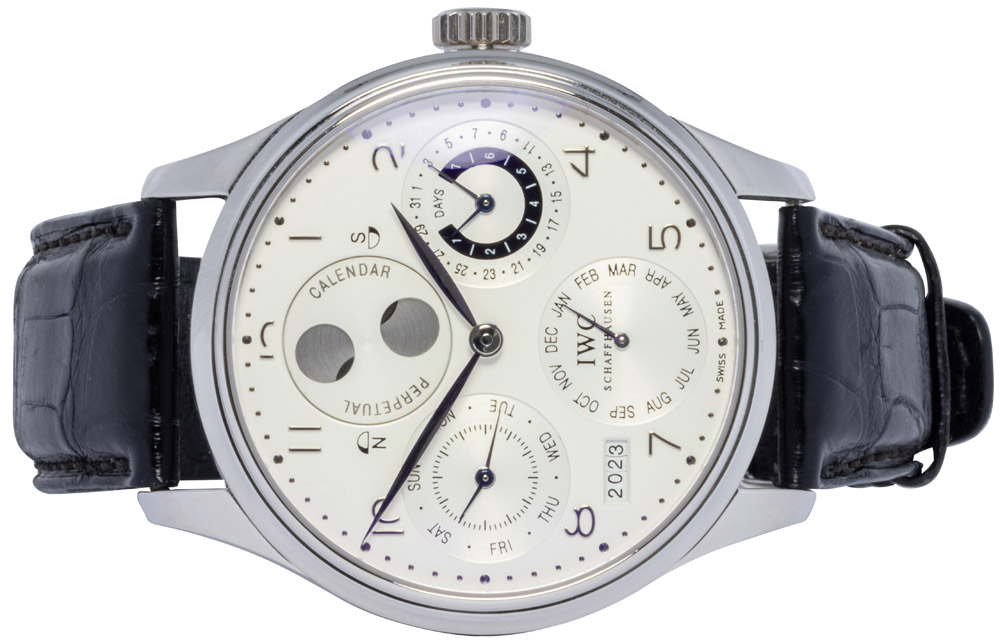 IWC Portuguese Perpetual Calendar, 44, Platin, Læder
