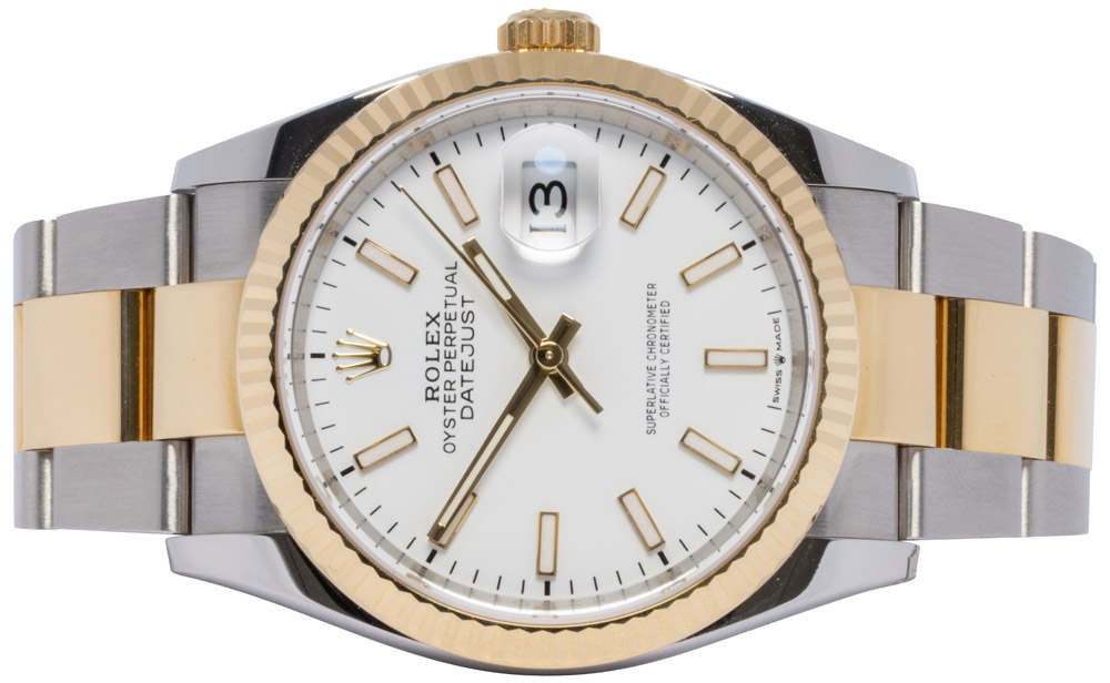 Rolex Datejust 36, Hvid, Guld/Stål, Oyster