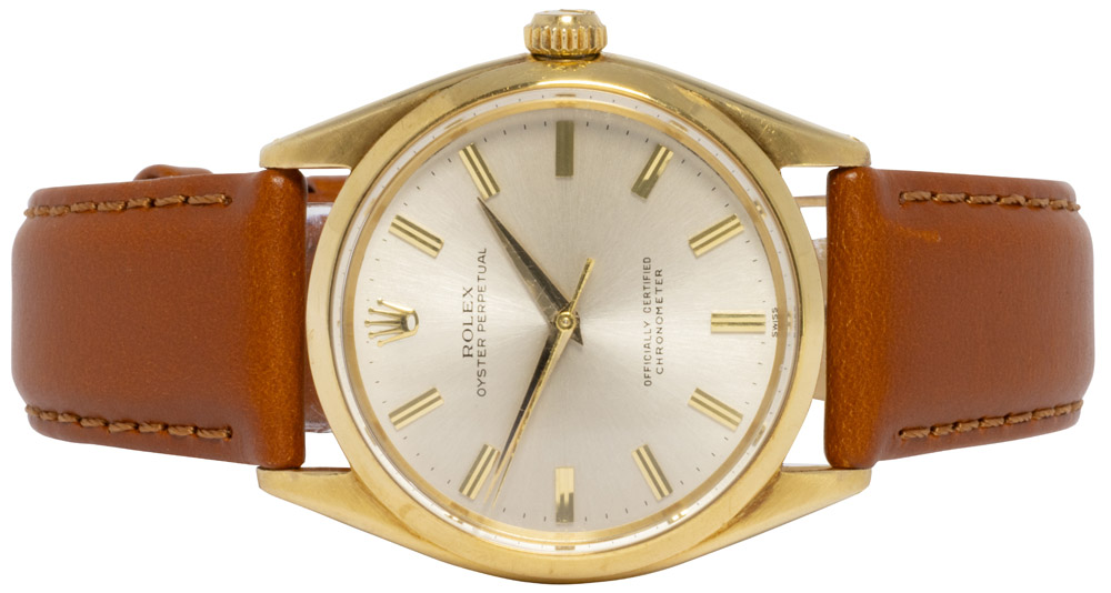 Rolex Oyster Perpetual 34, Sølv, Guld, Læder