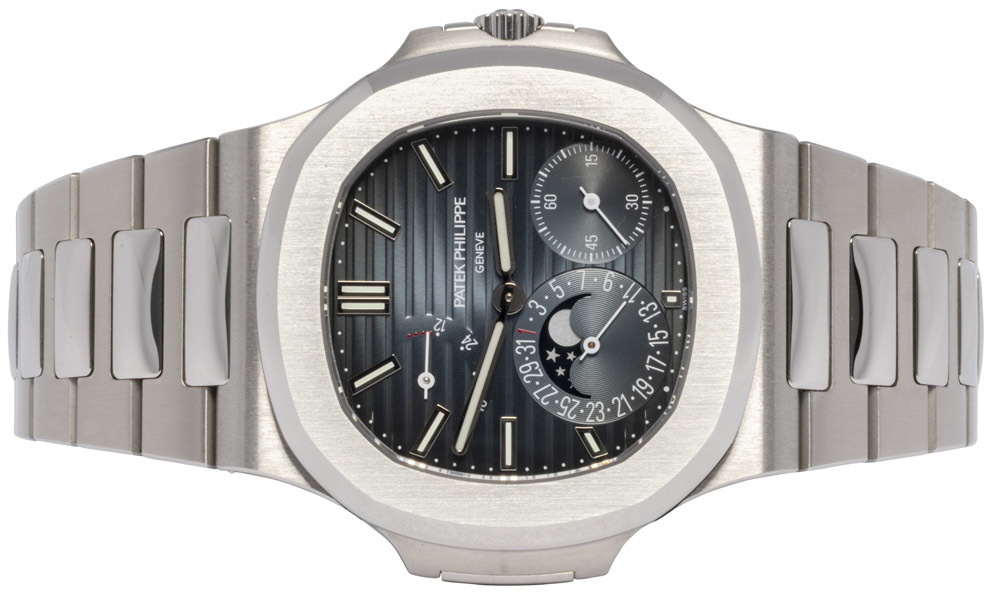 Patek Philippe Nautilus Moonphase 40, Sort-Blå, Stål