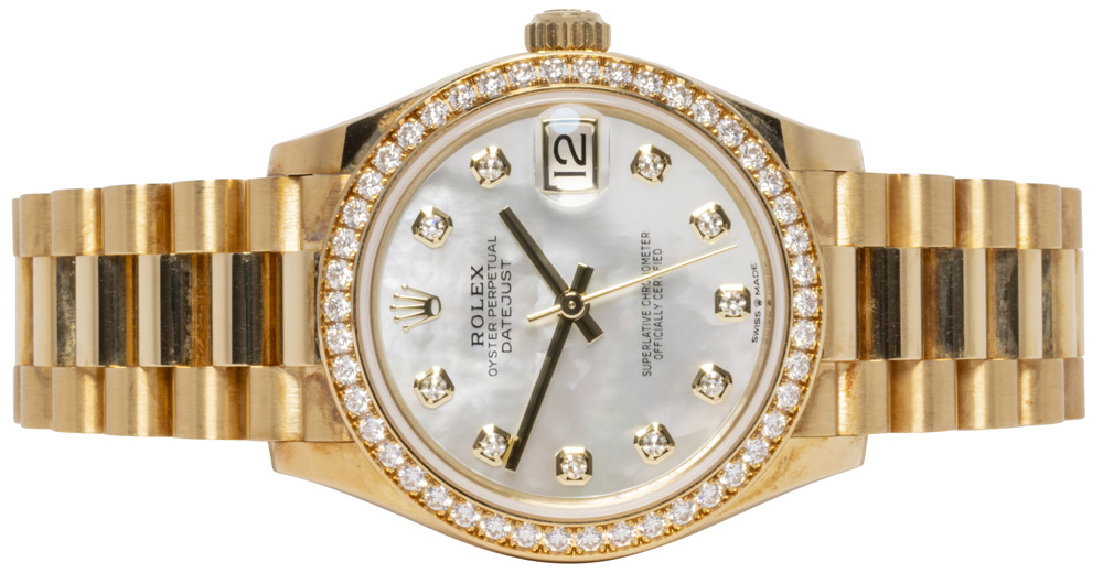 Rolex Datejust 31, MOP, Diamant, Guld, President