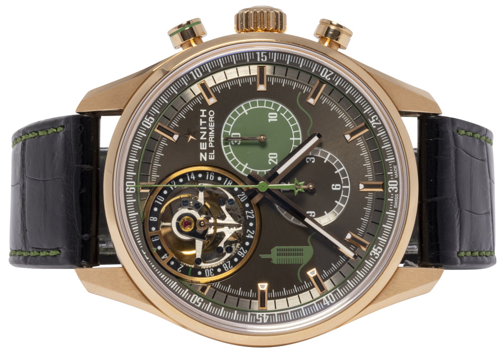 Zenith El Primero Automatic Tourbillon Chronograph 44, Brun, Roseguld, Læder