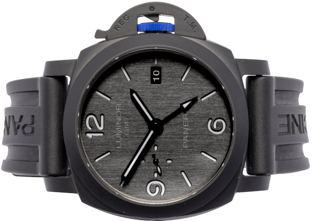 Panerai Luminor Base GMT 44, Bucherer Blue, Keramik, Gummi