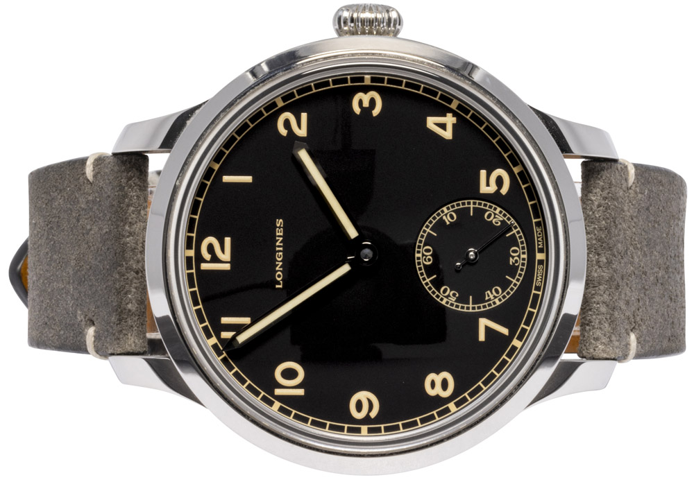 Longines Heritage Military 1938 43, Sort, Stål, Læder
