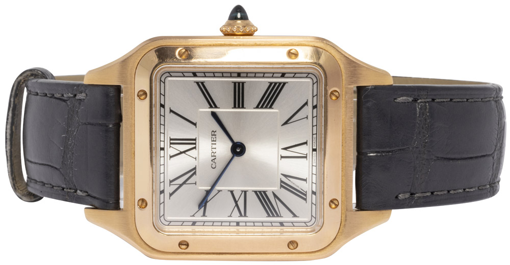Cartier Santos Dumont, Large, Sølv, Roseguld, Læder