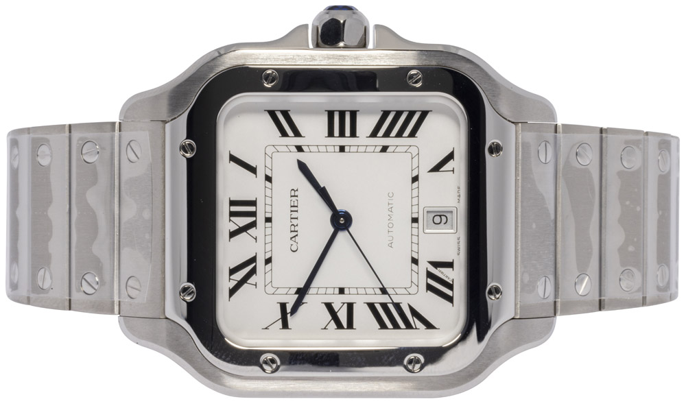 Cartier Santos Large, Hvid, Stål