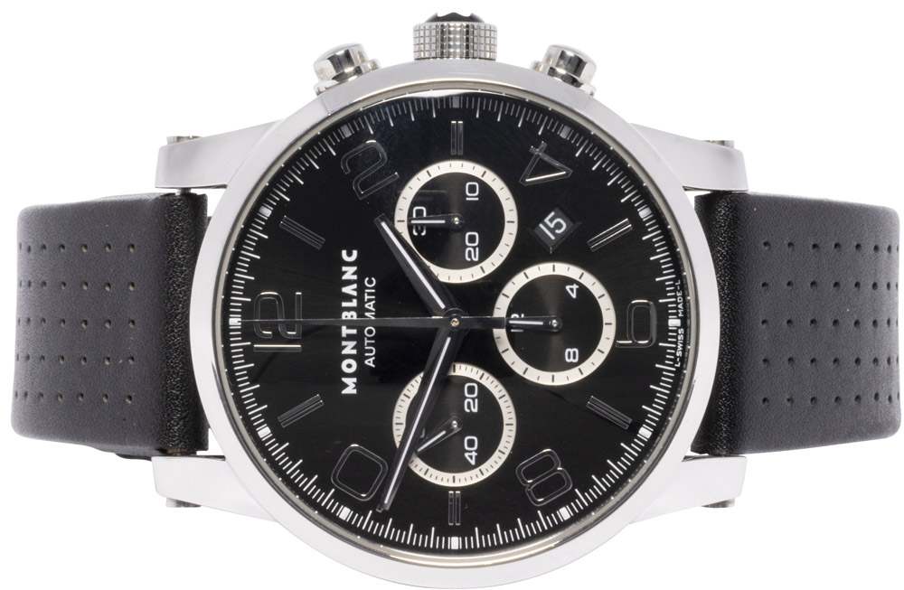 Montblanc Timewalker Chronograph 43, Sort, Stål, Læder