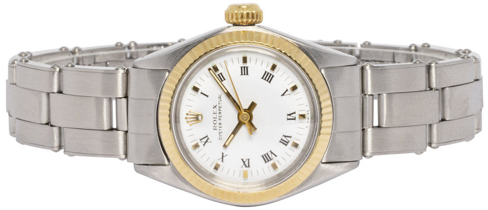 Rolex Oyster Perpetual 26, Hvid, Romer, Guld, Stål, Oyster