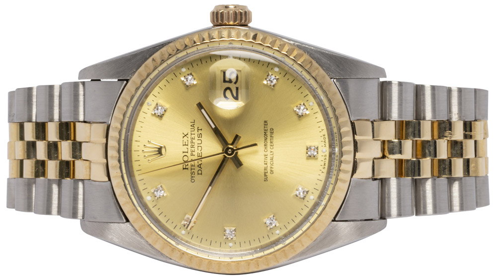 Rolex Datejust 36, Champagne, Diamant, Guld/Stål, Jubilee