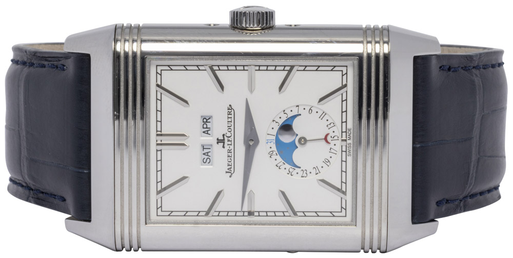 Jaeger Le-Coultre Reverso Tribute Duo-Face Calendar, Moonphase Sølv, Blå, Stål
