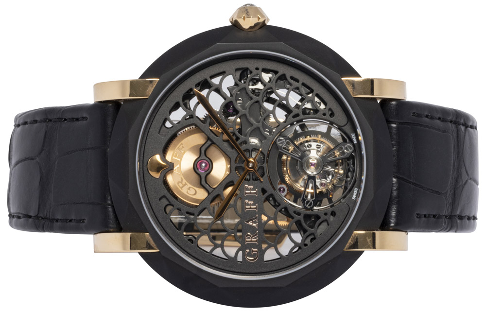 Graff Master Ultra Flat Icon Tourbillon 43, Skeleton, Sort Titanium, Roseguld