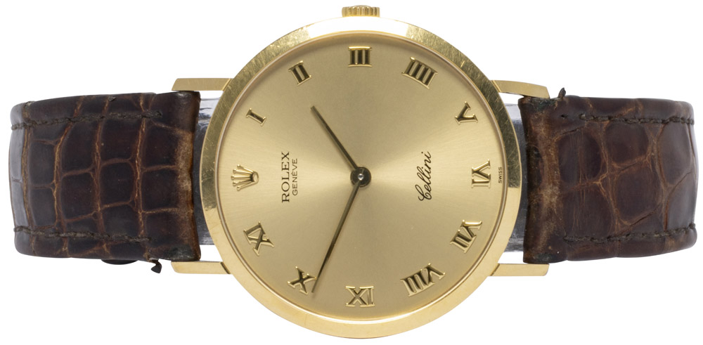 Rolex Cellini 32, Champagne, Guld, Læder