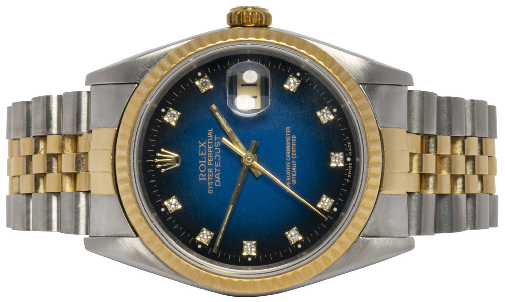 Rolex Datejust 36, Vignette Blå, Diamant, Guld/Stål, Jubilee
