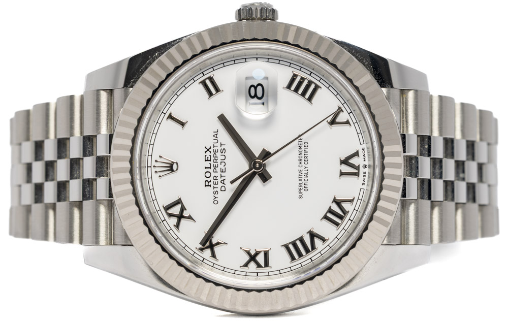 Rolex Datejust 41, Hvid, Romer, Stål, Jubilee