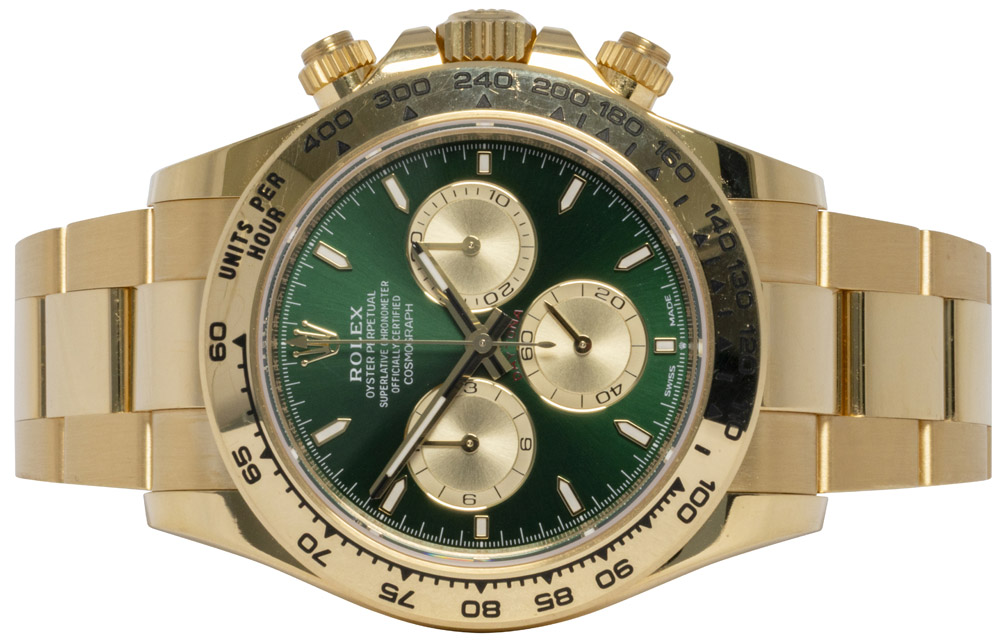 Rolex Daytona 40, Grøn, Guld, Oyster