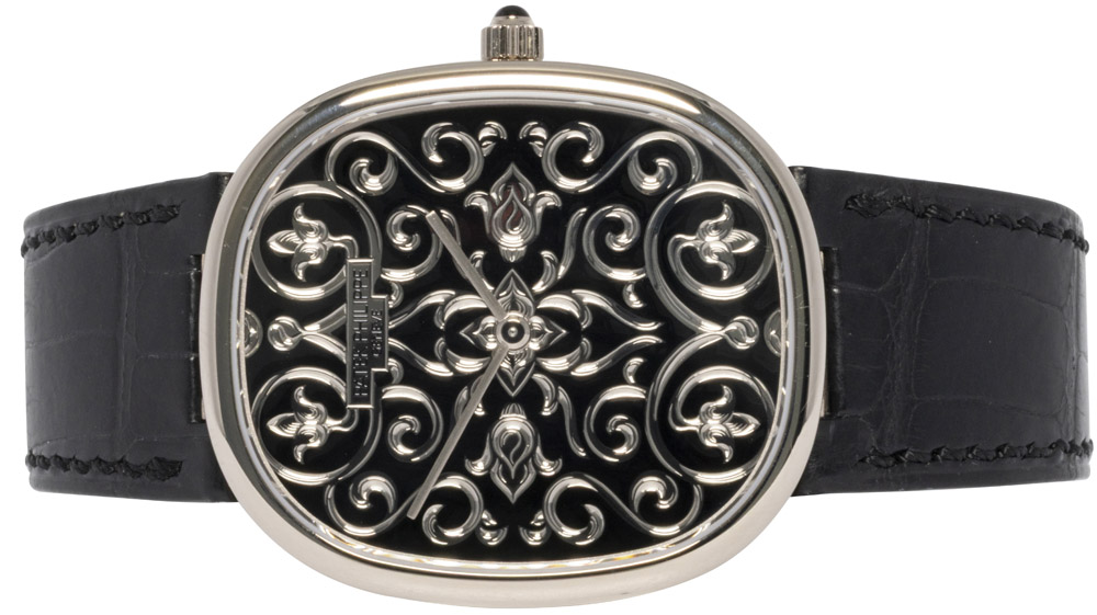 Patek Philippe Golden Ellipse 34.5 x 39.5, Hvidguld, Læder