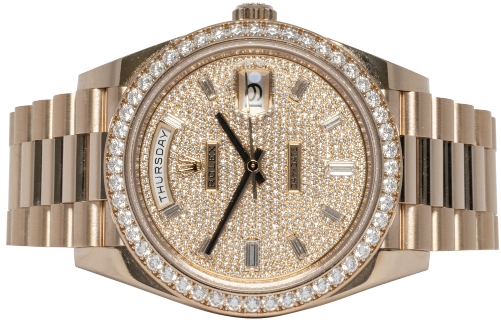 Rolex Day-Date 40, Diamond-Paved, Everose, President