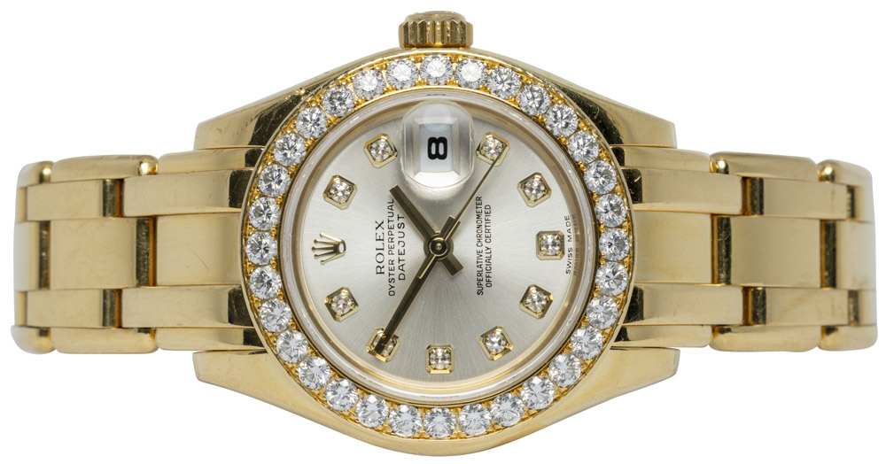 Rolex Pearlmaster 29, Sølv, Diamant, Guld