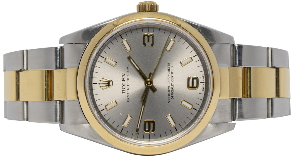 Rolex Oyster Perpetual 34, Sølv, Guld/Stål, Oyster