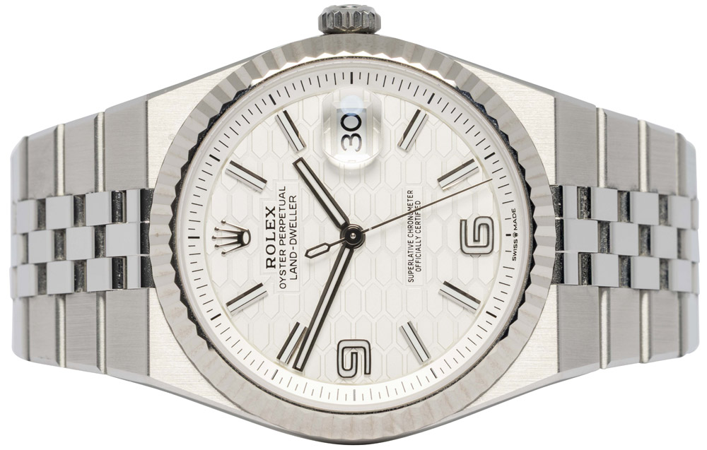 Rolex Land-Dweller 40, Hvid Honeycomb, Stål, Flat Jubilee