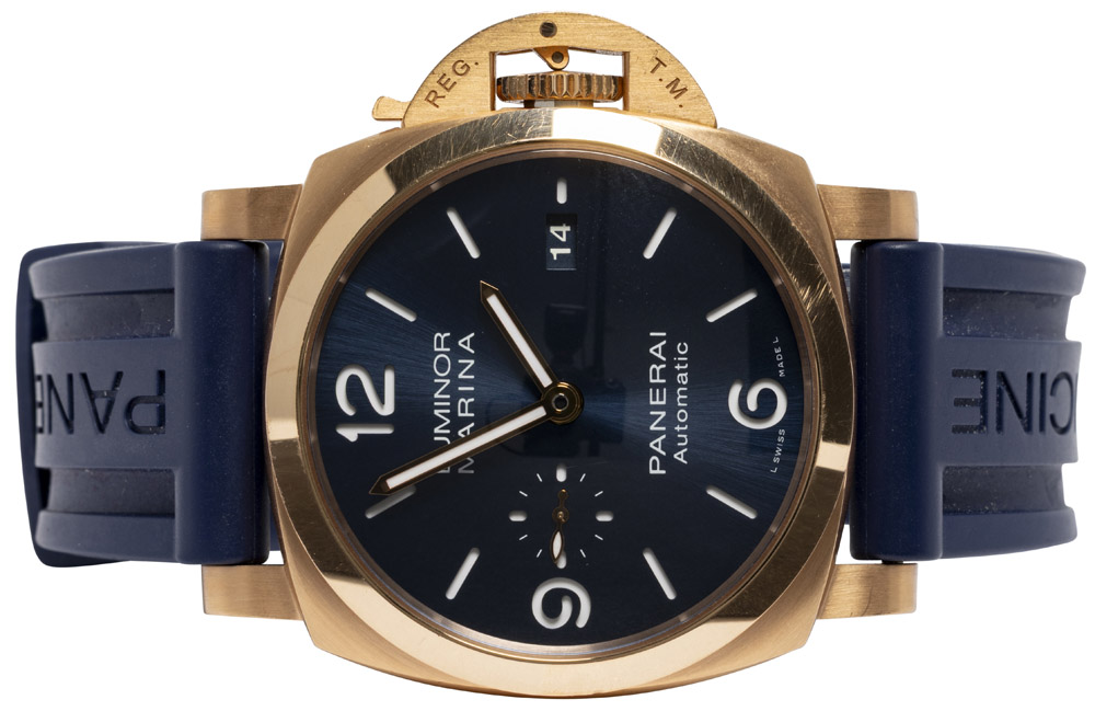 Panerai Luminor Marina Goldtech Automatic 44, Blå, Roseguld, Gummi