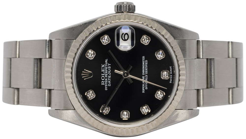 Rolex Datejust 31, Sort, Diamant, Stål, Oyster