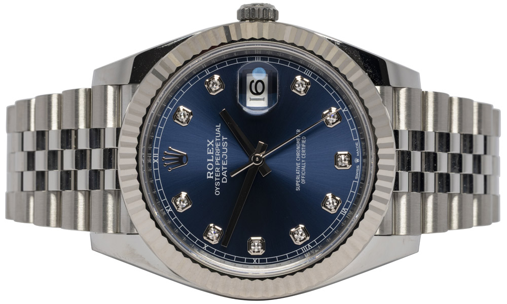 Rolex Datejust 41, Blå, Diamant, Stål, Jubilee