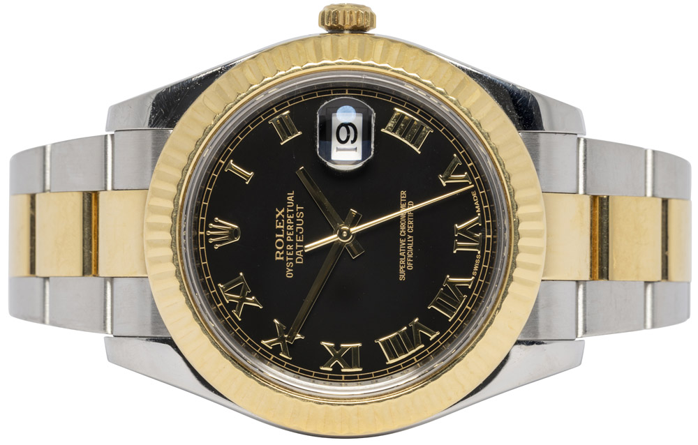 Rolex Datejust II 41, Sort, Romer, Guld/Stål, Oyster