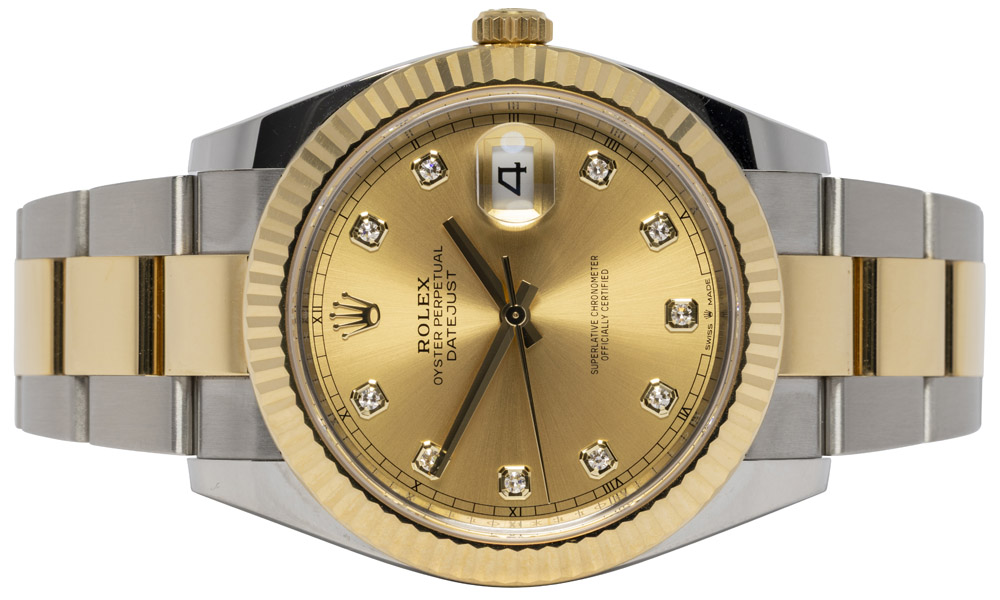 Rolex Datejust 41, Champagne, Diamant, Guld/Stål, Oyster
