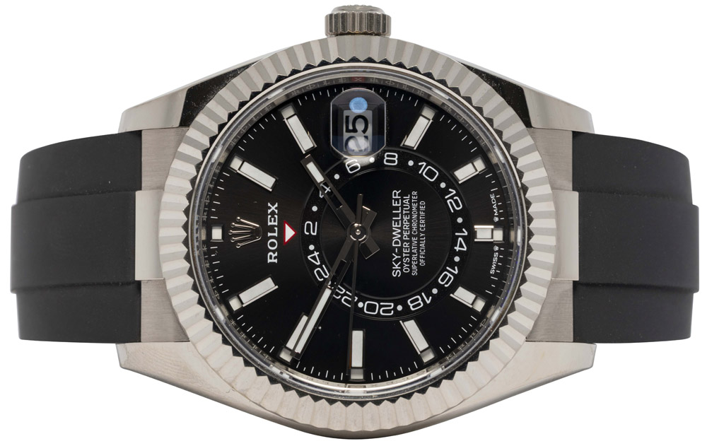 Rolex Sky-Dweller 42, Sort, Hvidguld, Oysterflex