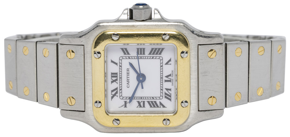 Cartier Santos Galbée 24, Hvid, Guld/Stål
