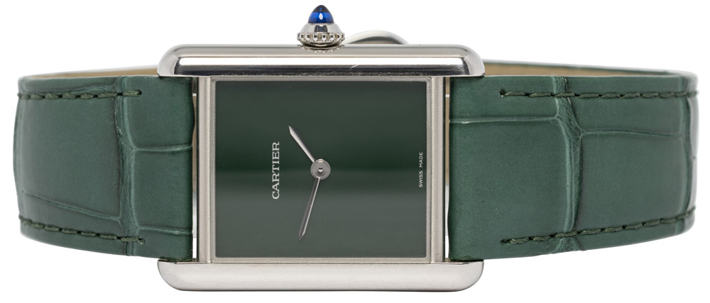 Cartier Tank Large, Grøn, Læder