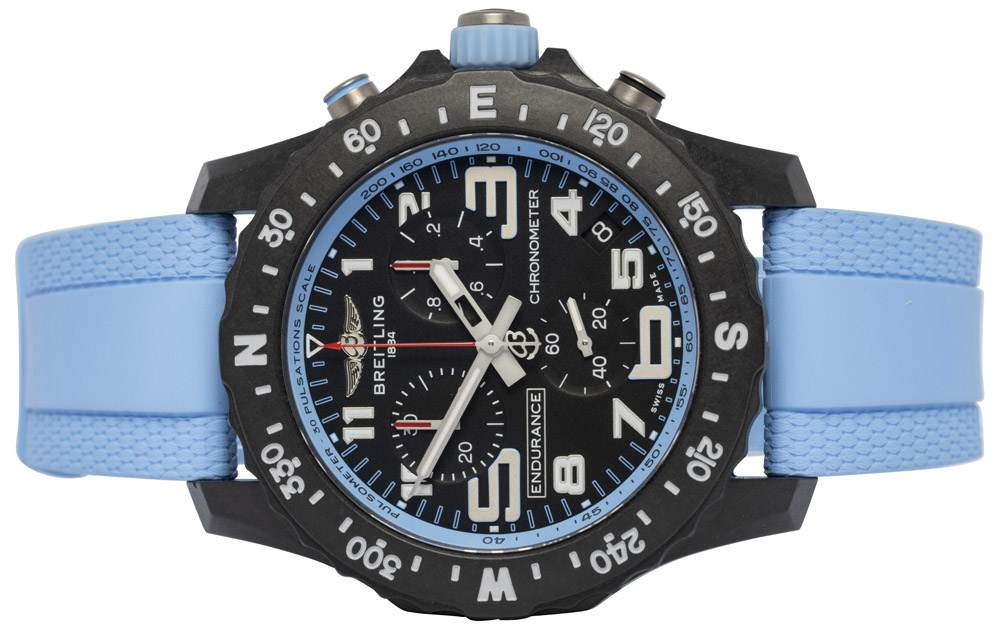 Breitling Endurance Pro 44, Sort, Blå, Breitlight, Gummi
