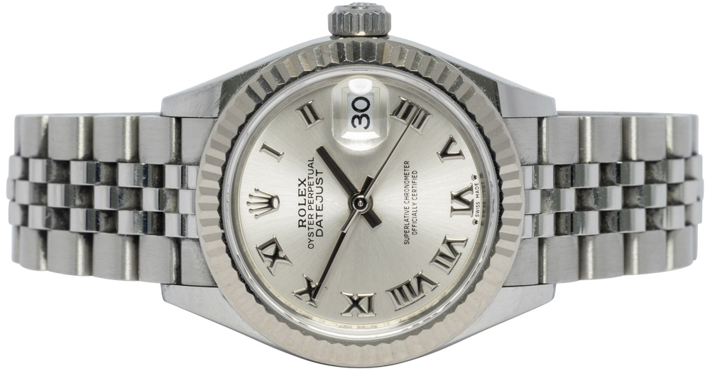 Rolex Lady-Datejust 28, Sølv, Romer, Stål, Jubilee