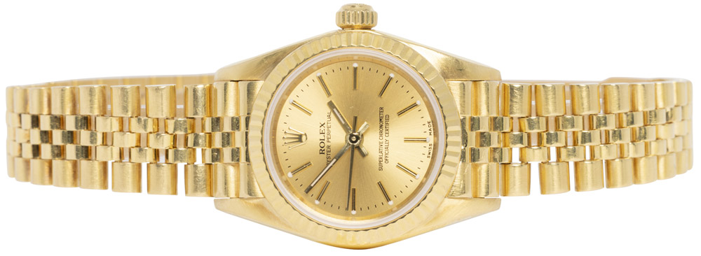 Rolex Oyster Perpetual 26, Champagne, Guld, Jubilee