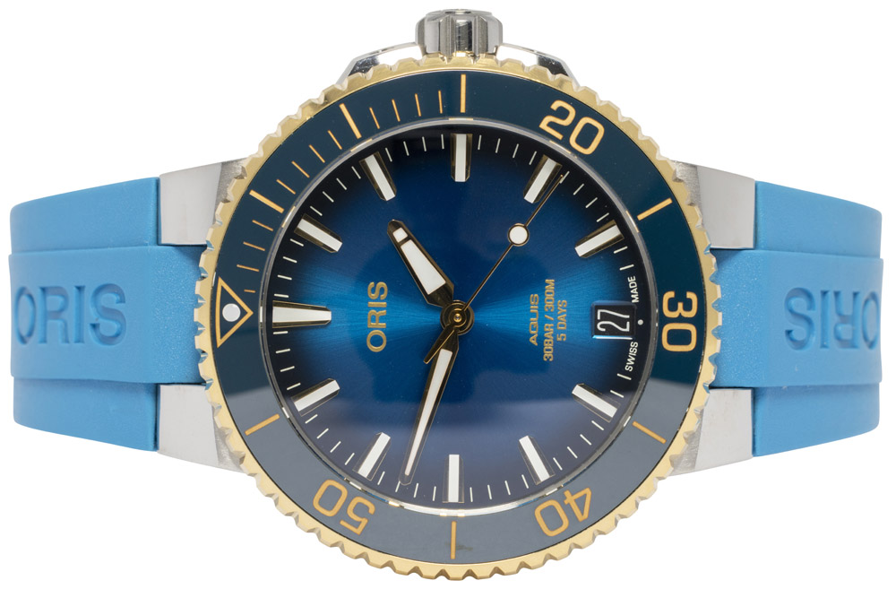 Oris Aquis Date Calibre 400 41.5, Blå, Guld/Stål, Gummi
