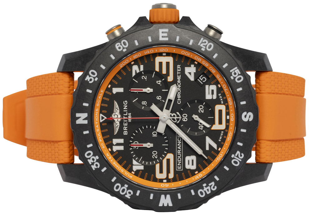 Breitling Endurance Pro 44, Sort, Orange, Breitlight, Gummi