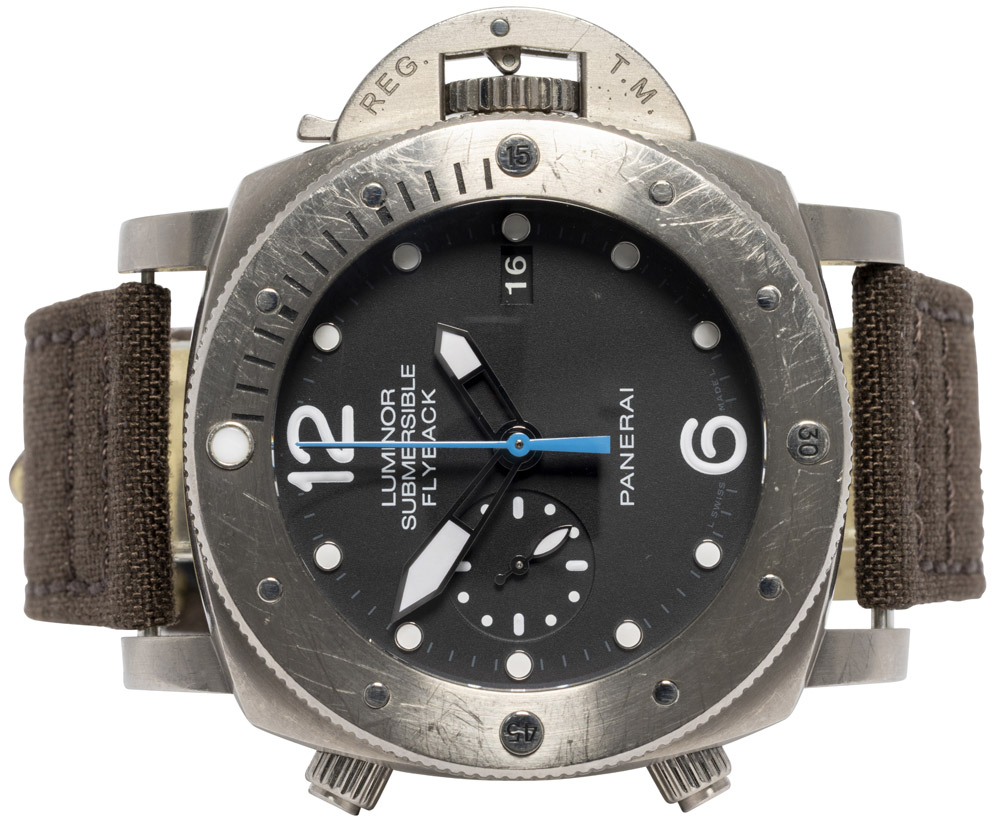 Panerai Luminor Submersible 1950 3 Days Chrono Flyback 47, Sort, Læder