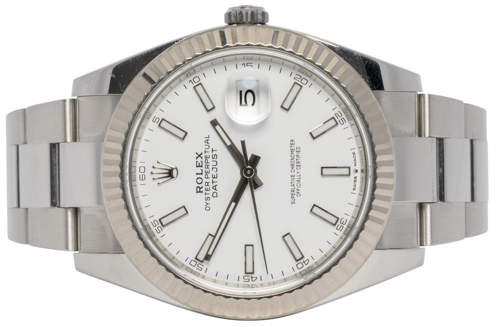 Rolex Datejust 41, Hvid, Stål, Oyster